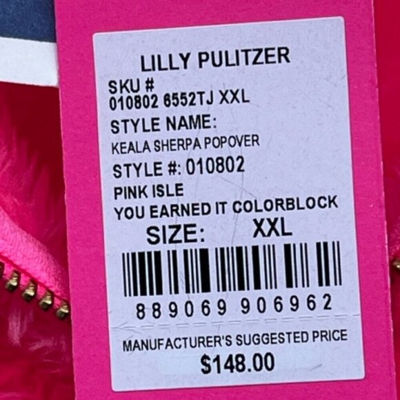 SOLD Lilly Pulitzer NWT Pink Isle You Earned It Colorblock Keala Sherpa XXL - Picture 11 of 15